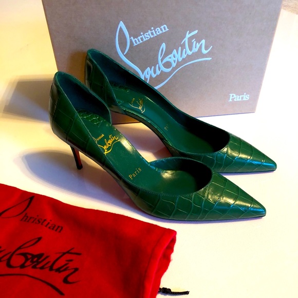Louboutin Iriza Croc Embossed Pumps 